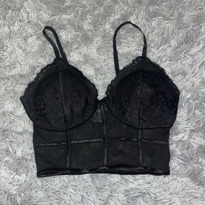 Black lace crop top